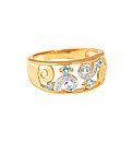 9ct YG Diamond and Blue Topaz Ring