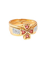 9ct YG Triple Clover Ring