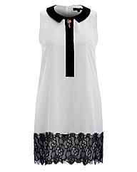 Koko Lace Trim Dress With Broach