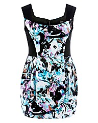 Koko Contrast Panel Floral Print Dress