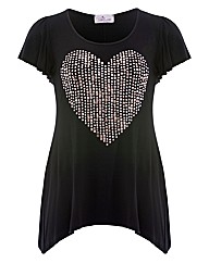 Praslin Heart Studded Print T-Shirt