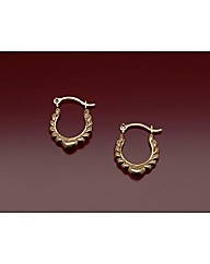 9ct Gold Heart and Wing Creole Earrings