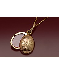 9ct Gold Oval Stripe Locket Necklace