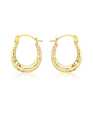 9ct Gold Mini Groove Creole Earrings
