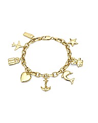 9ct Gold Eight Charm Bracelet 7in