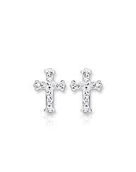 9ct Gold Crystalique Cross Stud Earings