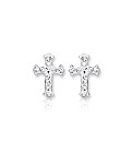 9ct Gold Crystalique Cross Stud Earings