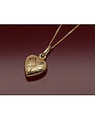 9ct Gold Heart Striped Locket Necklace