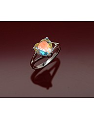 Sterling Silver Rainbow cz Heart Ring