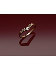 9ct Gold Mini Channel Set Diamond V Ring