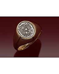 9ct Gold Pave Set Gents Diamond Ring