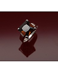 Sterling Silver Sq Smokey quartz cz Ring