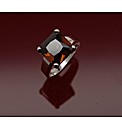 Sterling Silver Sq Smokey quartz cz Ring