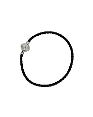 Black Plaited Leather Bracelet