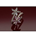 Sterling Silver cz Two Flower Ring