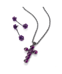 Cross Pendant And Matching Earrings