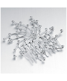Shiny Silver Crystal Metal Swirl Comb