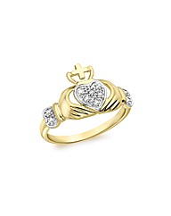 9ct GoldDiamond Five Point Claddagh Ring