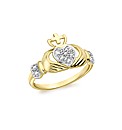 9ct GoldDiamond Five Point Claddagh Ring