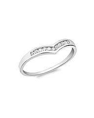 9ct White Gold Mini Diamond V Ring
