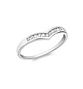 9ct White Gold Mini Diamond V Ring