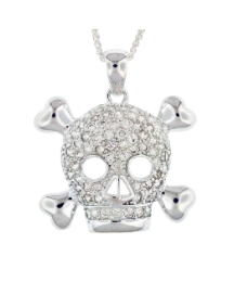 Sterling Silver & cz Skull Necklace