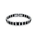 Gents Interlink Black and Steel Bracelet