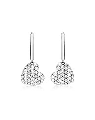 9ct White cz Heart & Creole Earrings