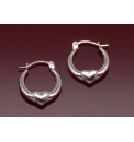 9ct White Mini Heart Creole Earrings