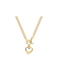 9ct Two String Heart T Bar Necklace