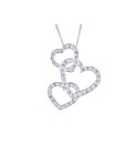 Sterling Silver Triple cz Heart Necklace