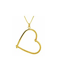 9ct Gold Sq Tube Open Heart Necklace