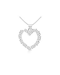 Sterling Silver Open cz Heart Necklace