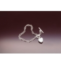 Sterling Silver & cz Heart TBar Bracelet
