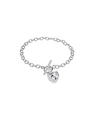 Sterling Silver & cz Heart TBar Bracelet