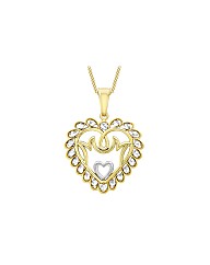 9ct Gold Two Tone Mum Heart Necklace