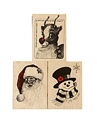 Set of 3 Wooden Stamps - Santa Rudolph F
