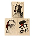 Set of 3 Wooden Stamps - Santa Rudolph F