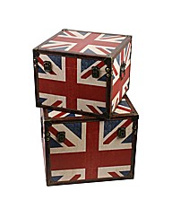 Set of 2 Square Shaped Union Jack Boxes