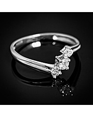 9ct White Gold Diamond Trilogy Ring