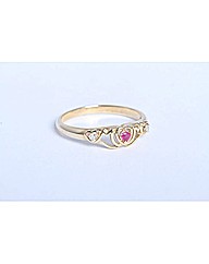 9ct Yellow Gold Ruby Claddagh Ring