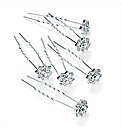 6pc Silver Crystal Hair Pin