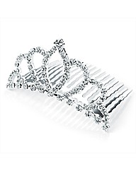 Silver Coloured Clear Glass Stone Comb