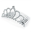 Silver Coloured Clear Glass Stone Comb