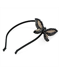 Black Beaded Butterfly Motif Headband