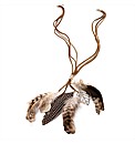 2 Row Brown Feather Cord Necklace