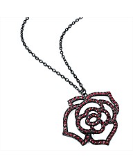 Black Enamel Flower Necklace