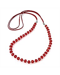 Red Glass Beaded Cord Necklace