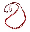 Red Glass Beaded Cord Necklace
