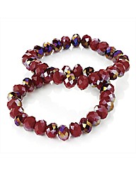 2pc Red Glass Elastic Bracelet Set